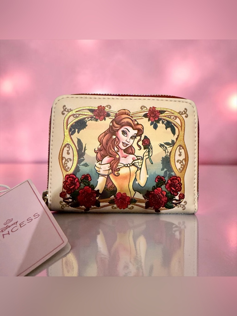 Loungefly Disney Beauty and the Beast Exclusive Belle Floral Zip Around Wallet N